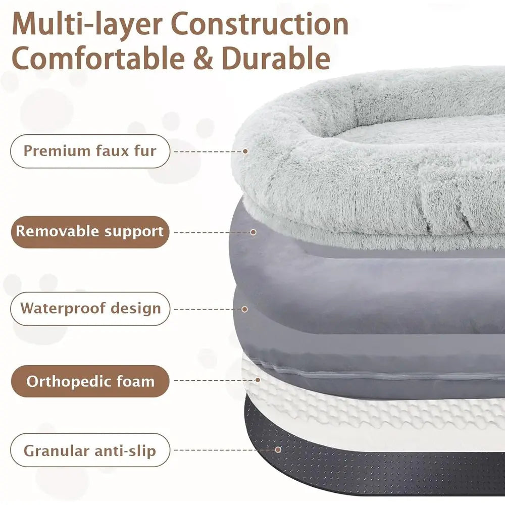 Oversized 71x45x12 Grey Memory Foam Dog Bed