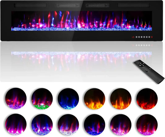 New 72 inches Electric Wall Fireplace