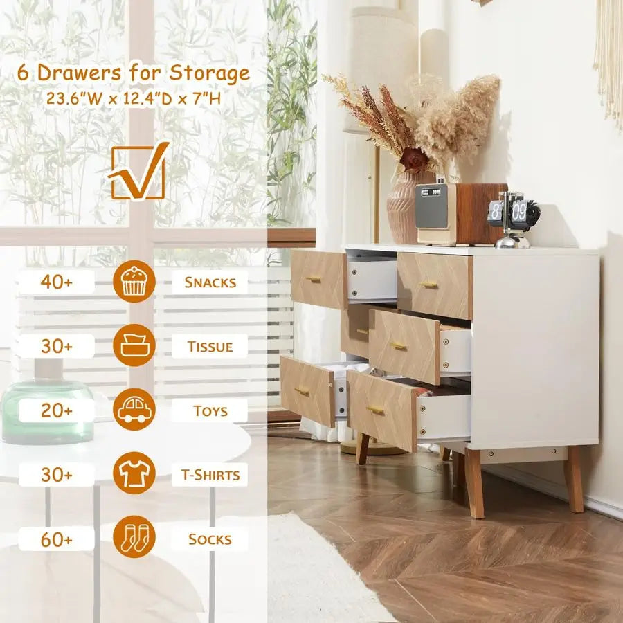 6 Drawer Double Dressers