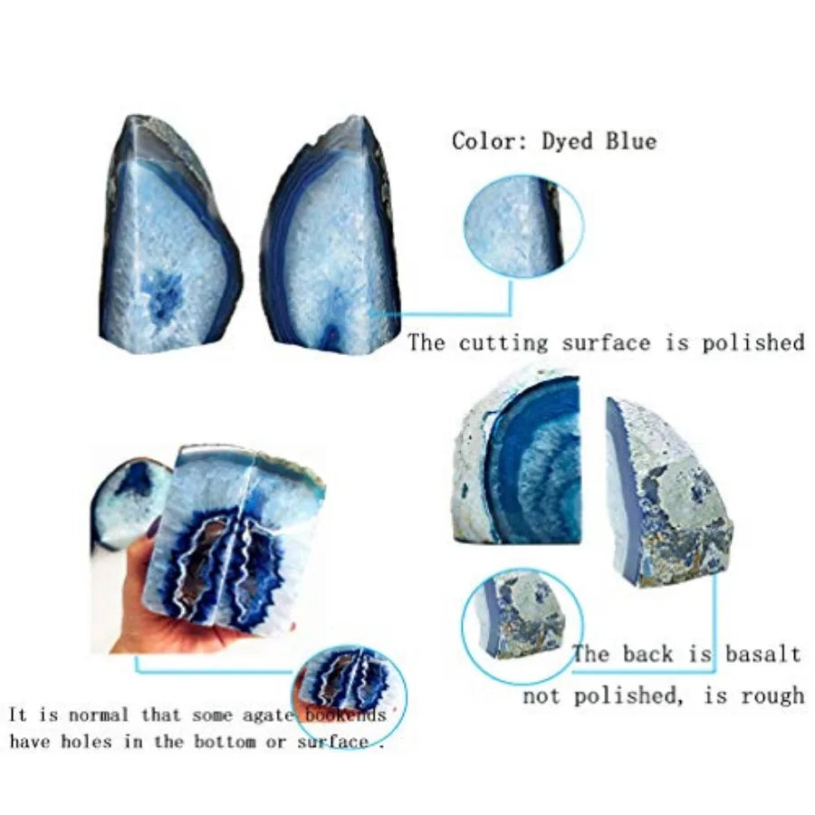 Blue Agate Bookends