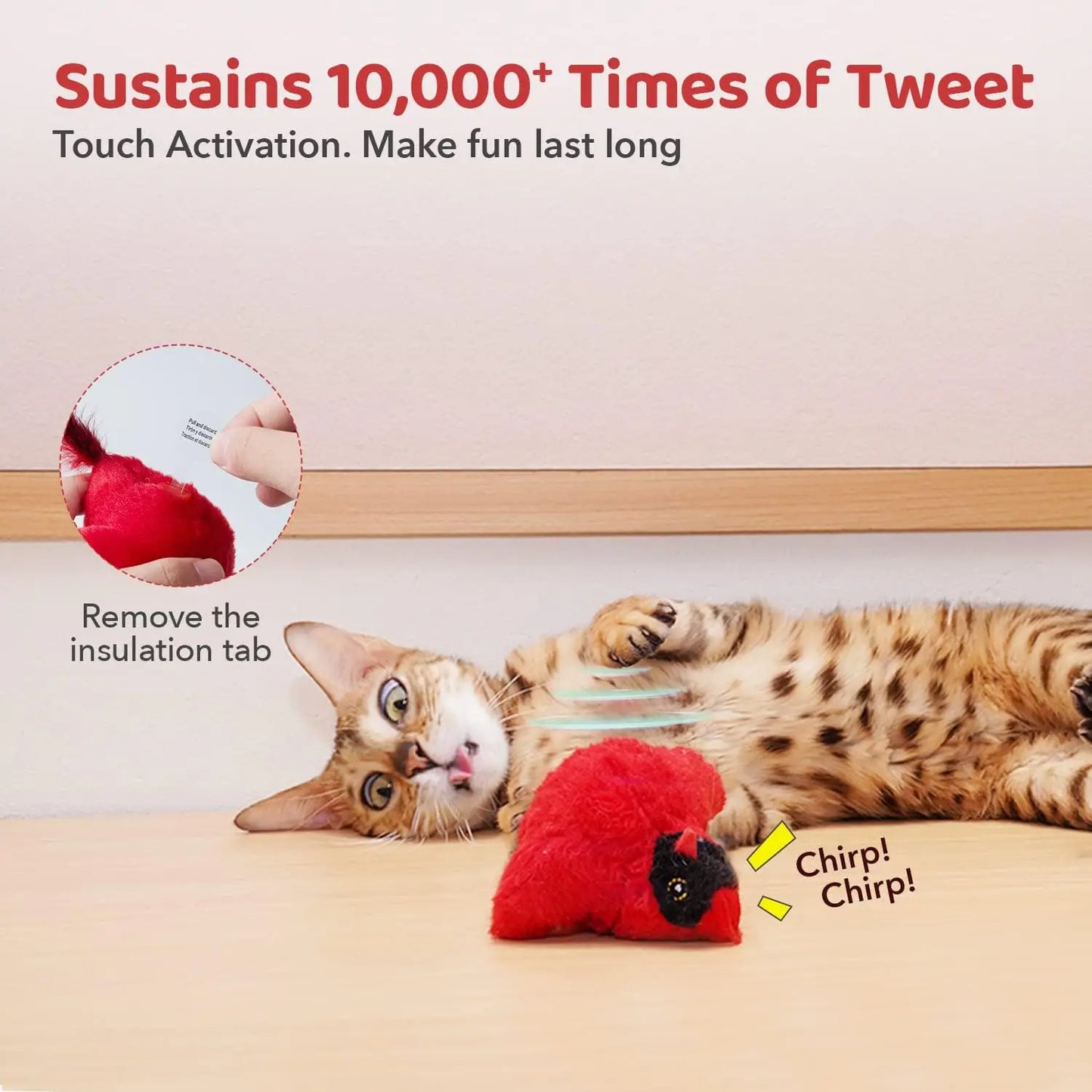 2 Interactive Cat Toys With Chirping Birds,