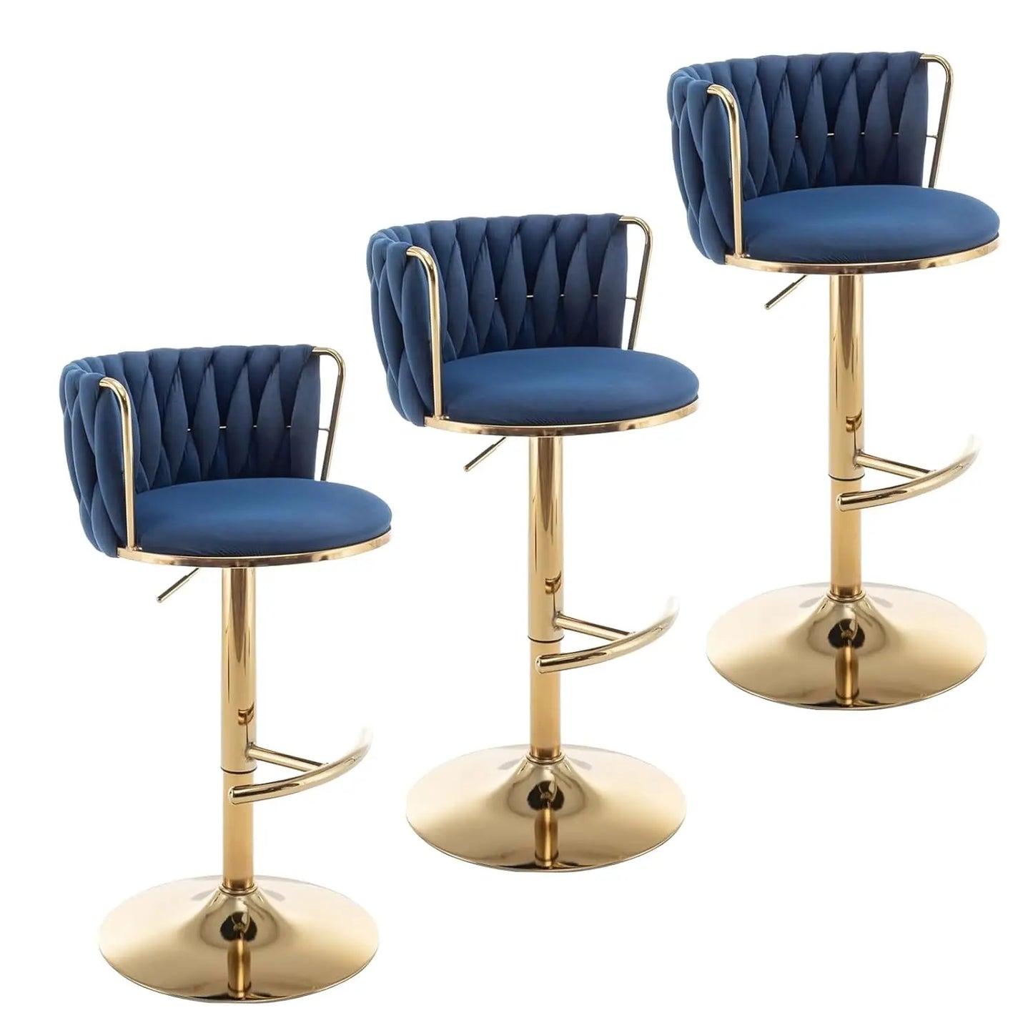 Gold Velvet Bar Stools Set of 3