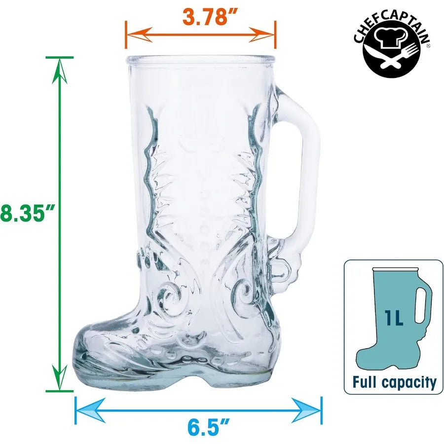 Set Of 2 Glass Boot Mugs