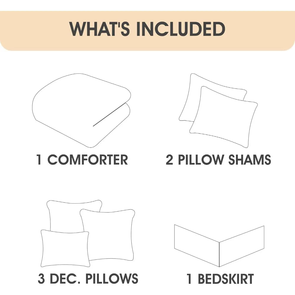 Queen Size Taupe Damask Jacquard Comforter Set