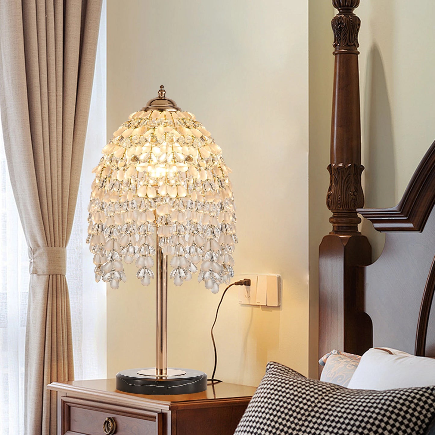 19"Elegant Crystal Table Lamp