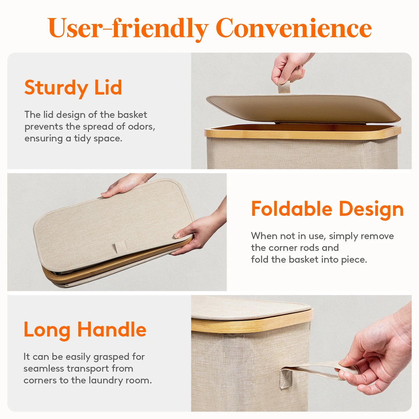 50L Slim Laundry Hamper With Lid