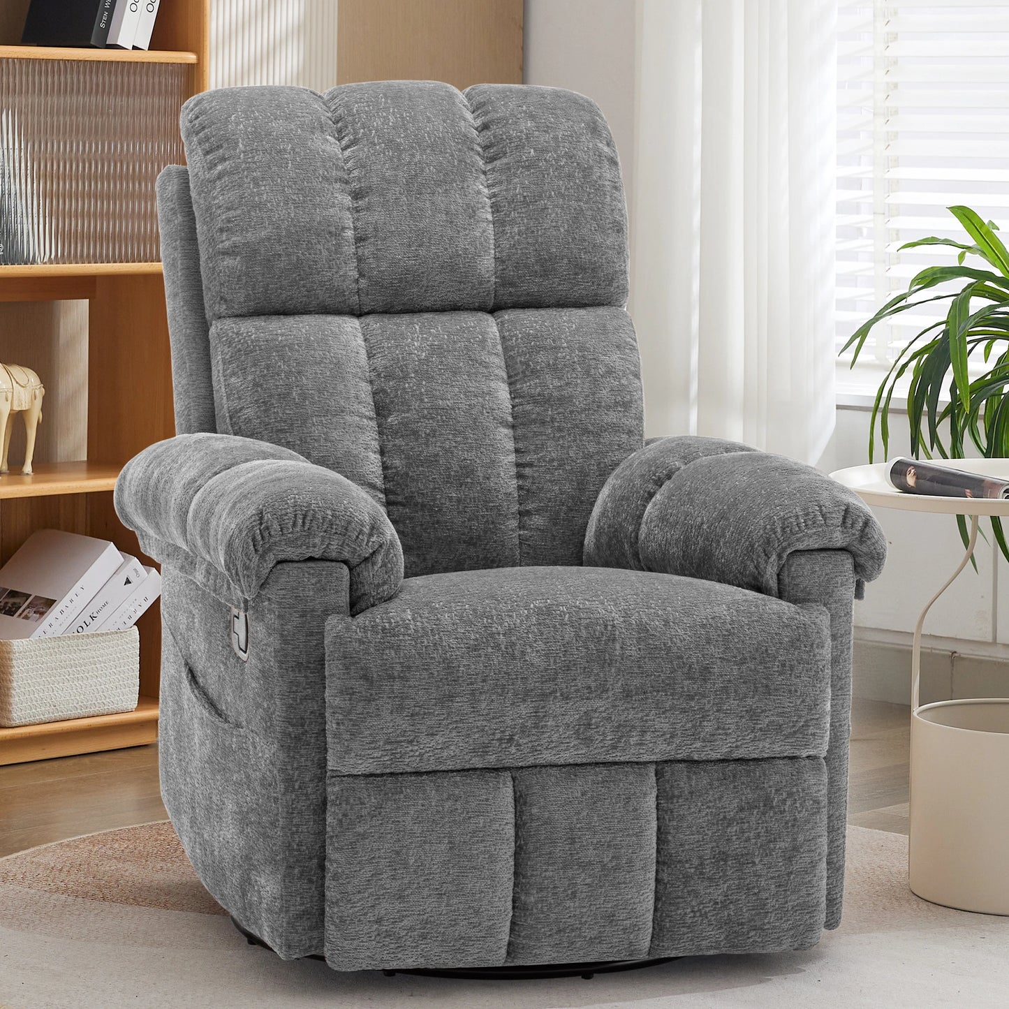 Swivel Rocker Recliner Chair With Side Pockets