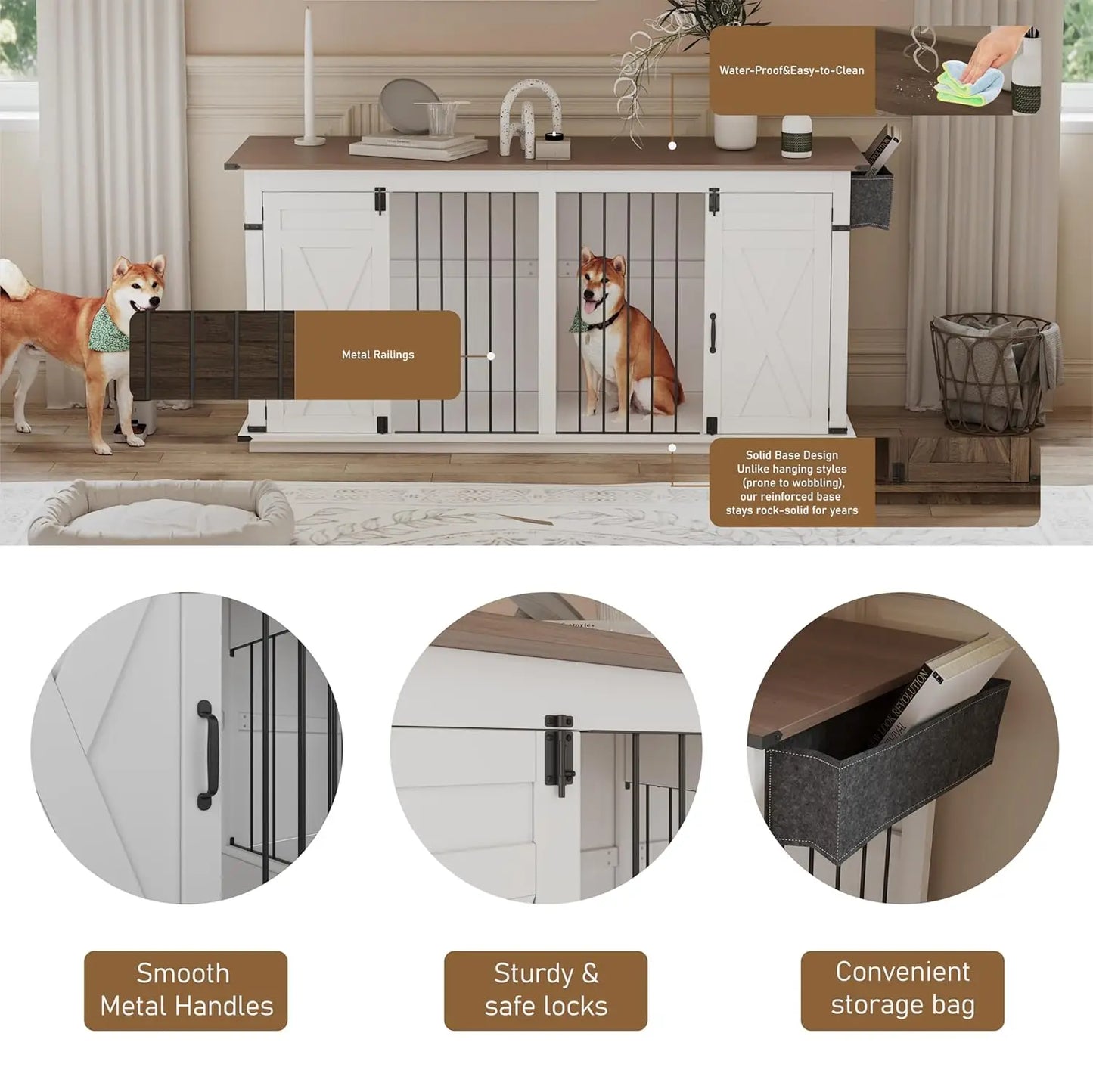 Extra-Large Wooden Dog Crate With Partition