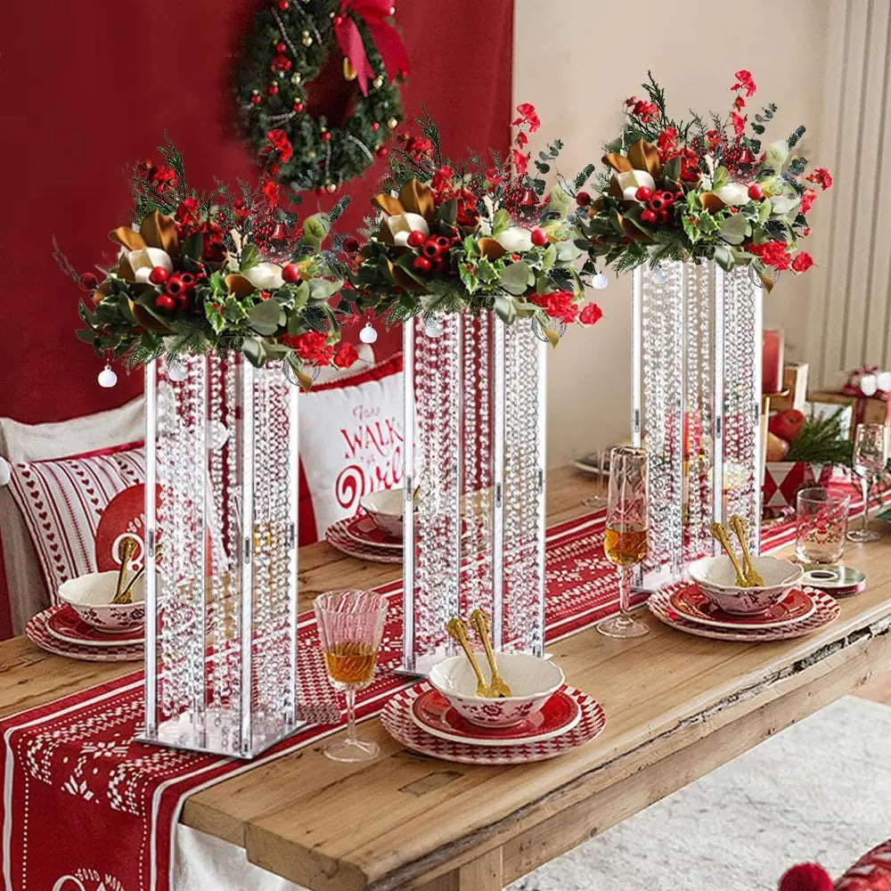 8PCS Acrylic Flower Stand with Crystals Beads