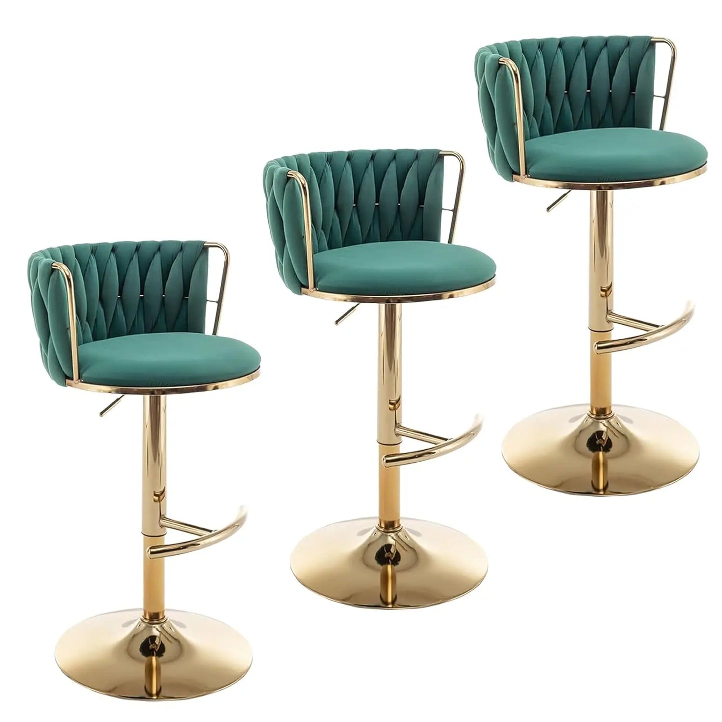 Gold Velvet Bar Stools Set of 3