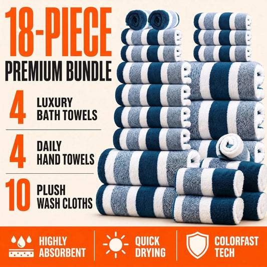 18pcs Luxury Bath Towels Set