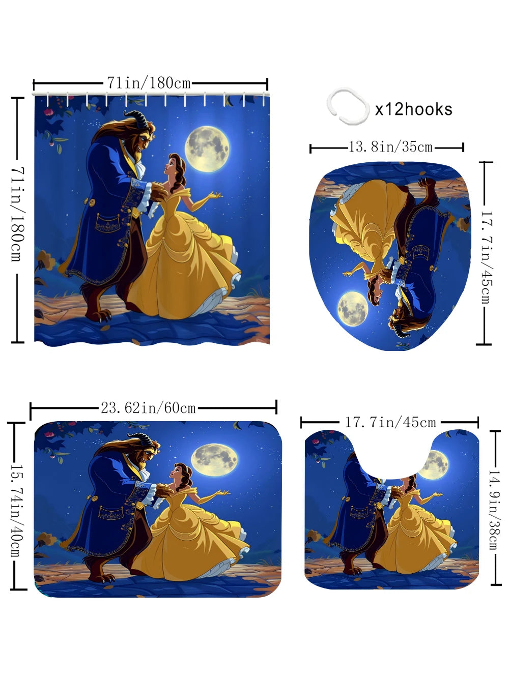 Disney Prince and Princess Beast Bathroom Four-piece