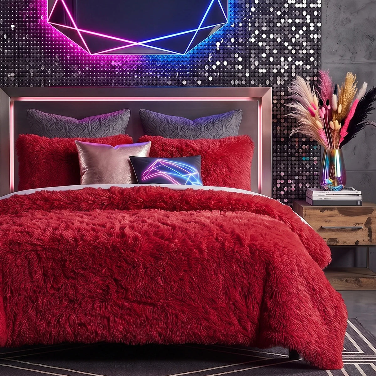 Shaggy Comforter Set with 2 Shams