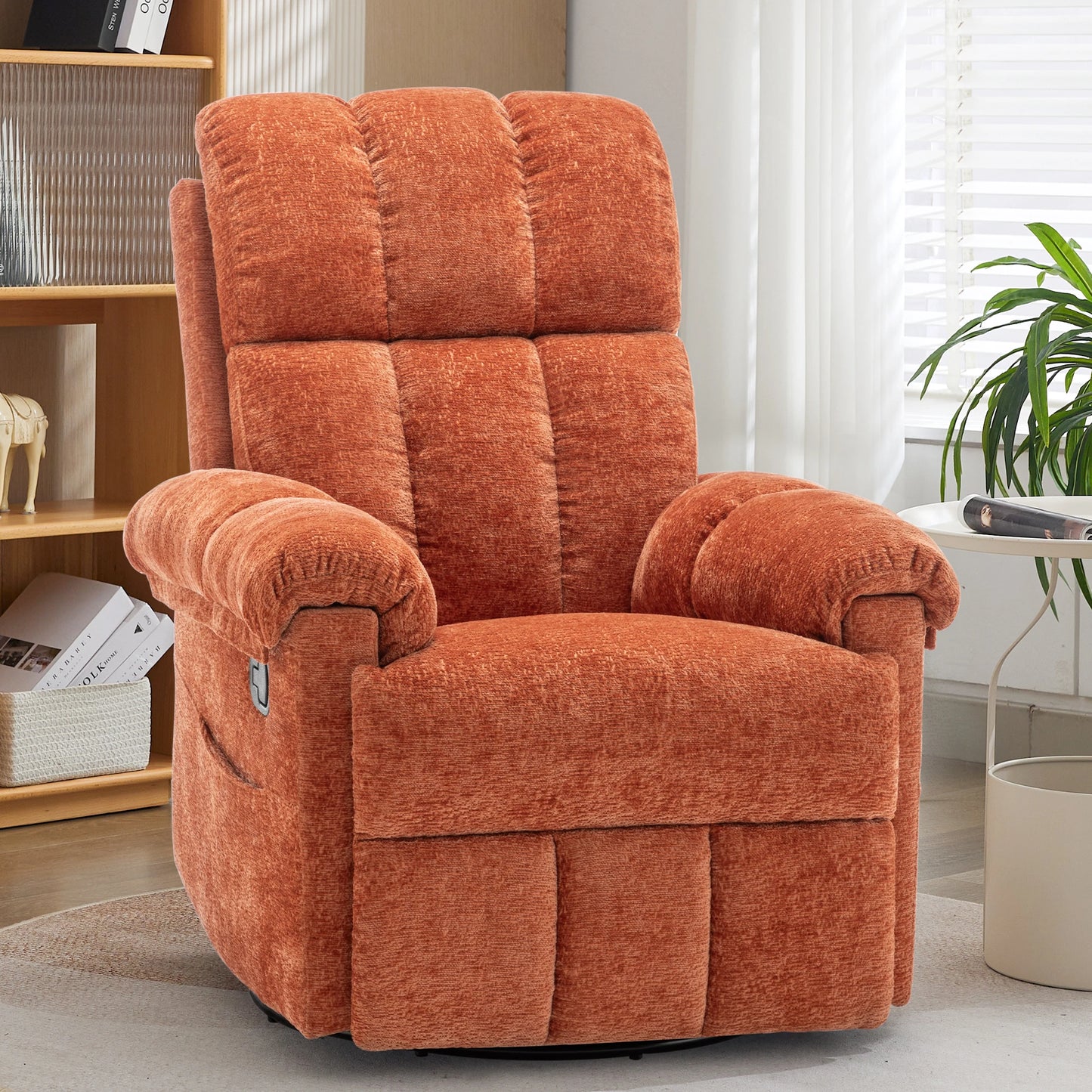 Swivel Rocker Recliner Chair With Side Pockets