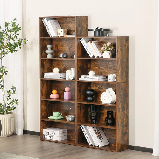 6 Tier Wooden Shelf Bookcase 63 Inch Tall