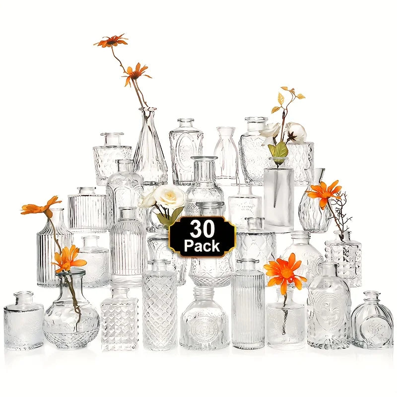 30Pcs Vase Set, Small Vases Glass Bud Vases