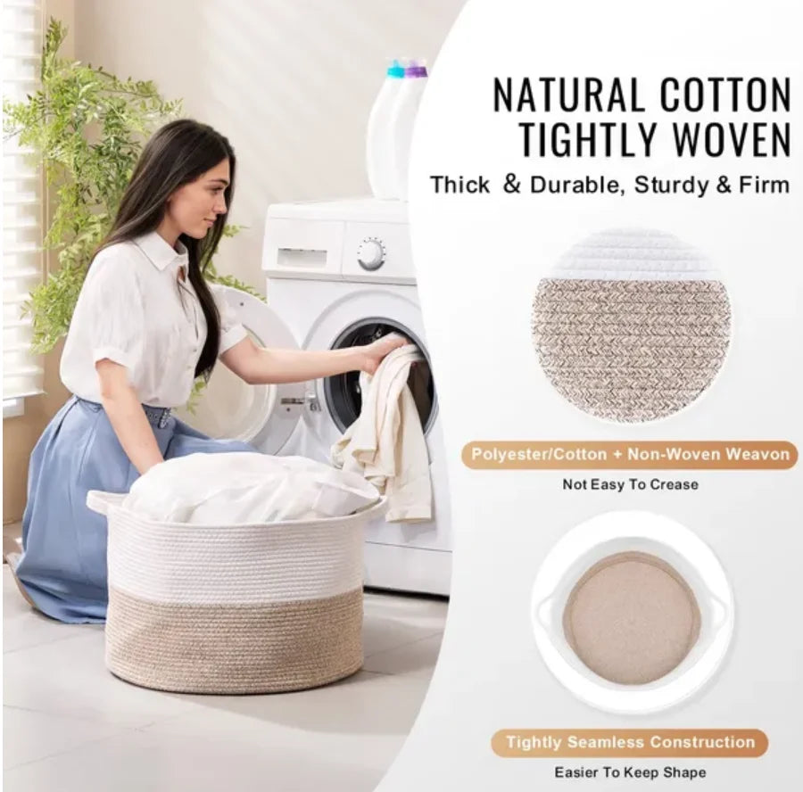 Cotton Rope Storage Basket  20 x 20 x 13 In