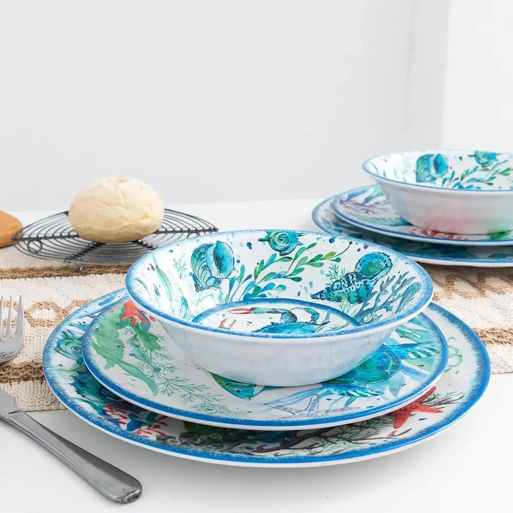 12-Piece Melamine Beach Dinnerware Set