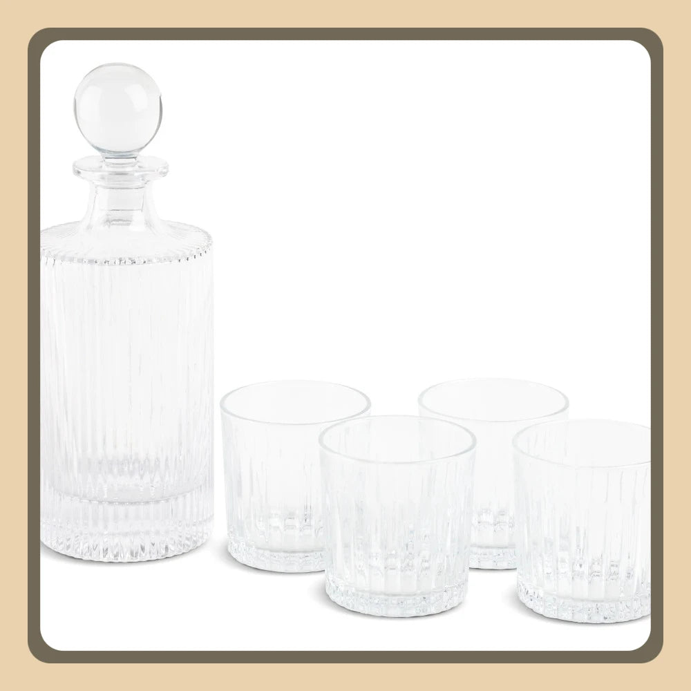 Whiskey Decanter Cocktail Glasses, 5-Piece Set
