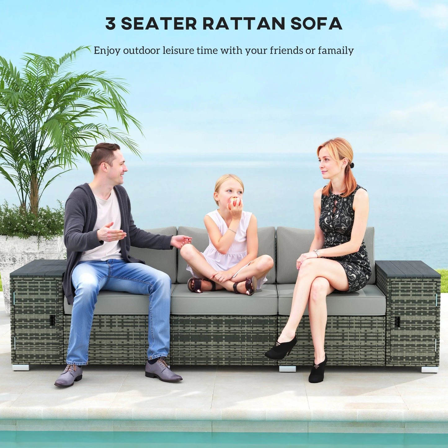 Wicker Outdoor Couch with Storage