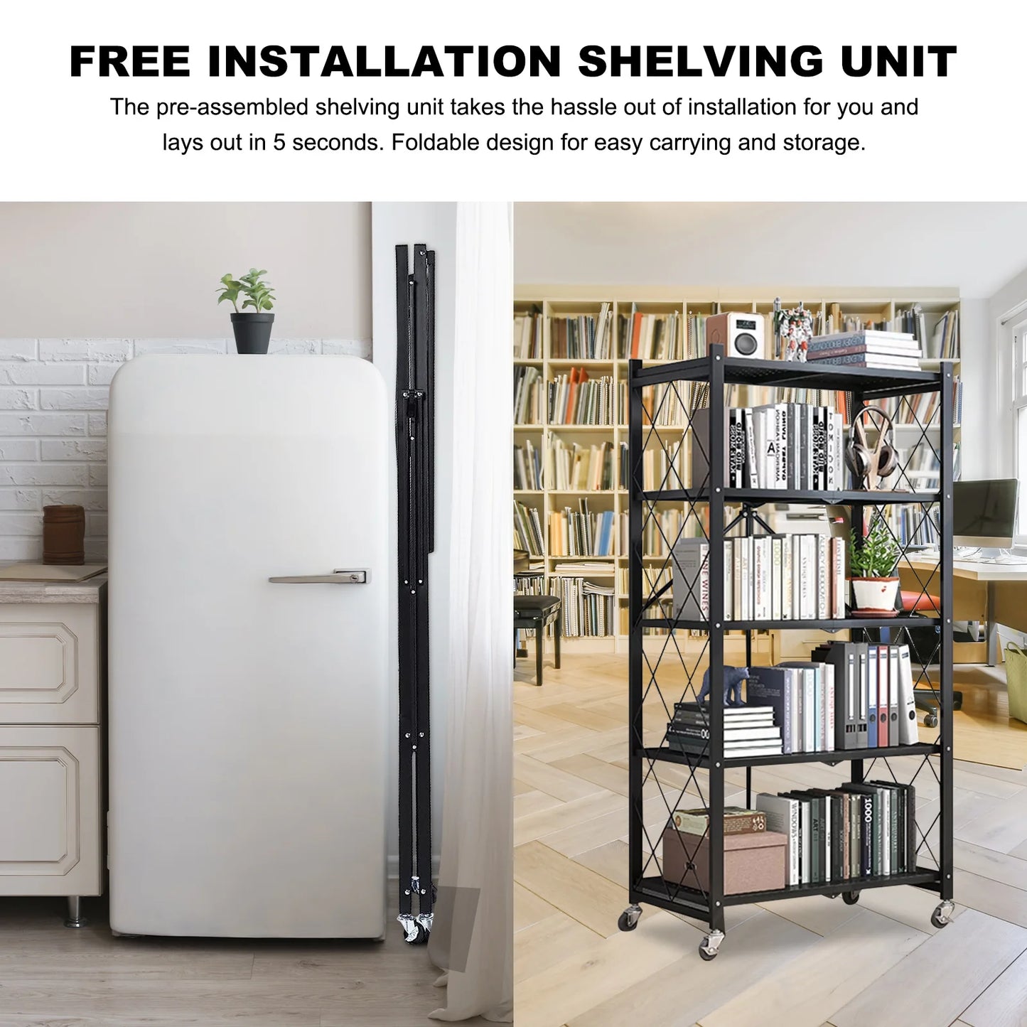 Metal Storage Shelving 5-Tier With Wheels