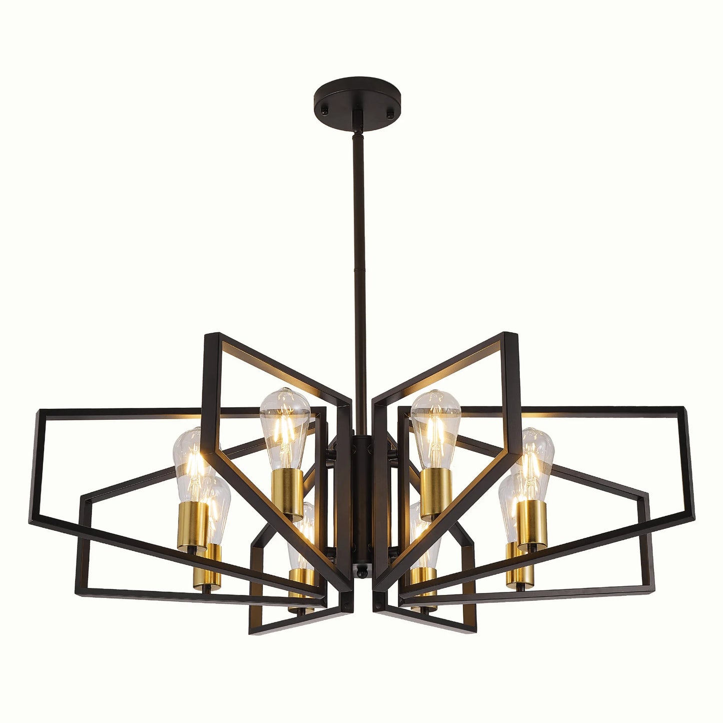 Modern 8-Light Geometric Chandelier Adjustable Height