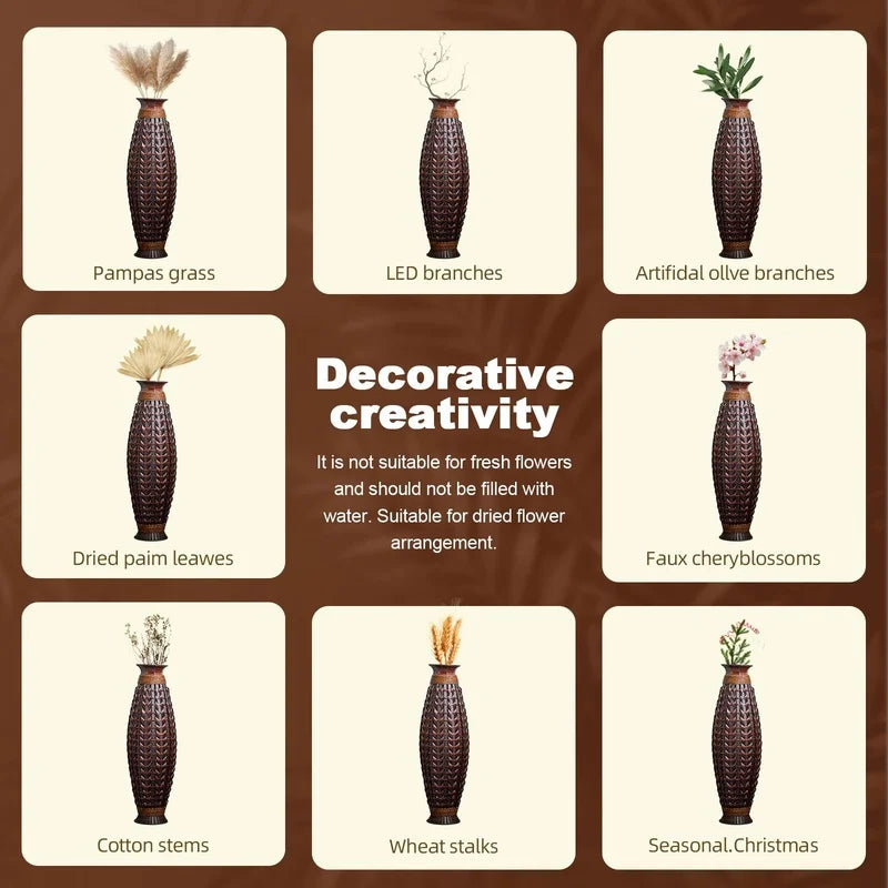 Handwoven Bamboo Floor Vase
