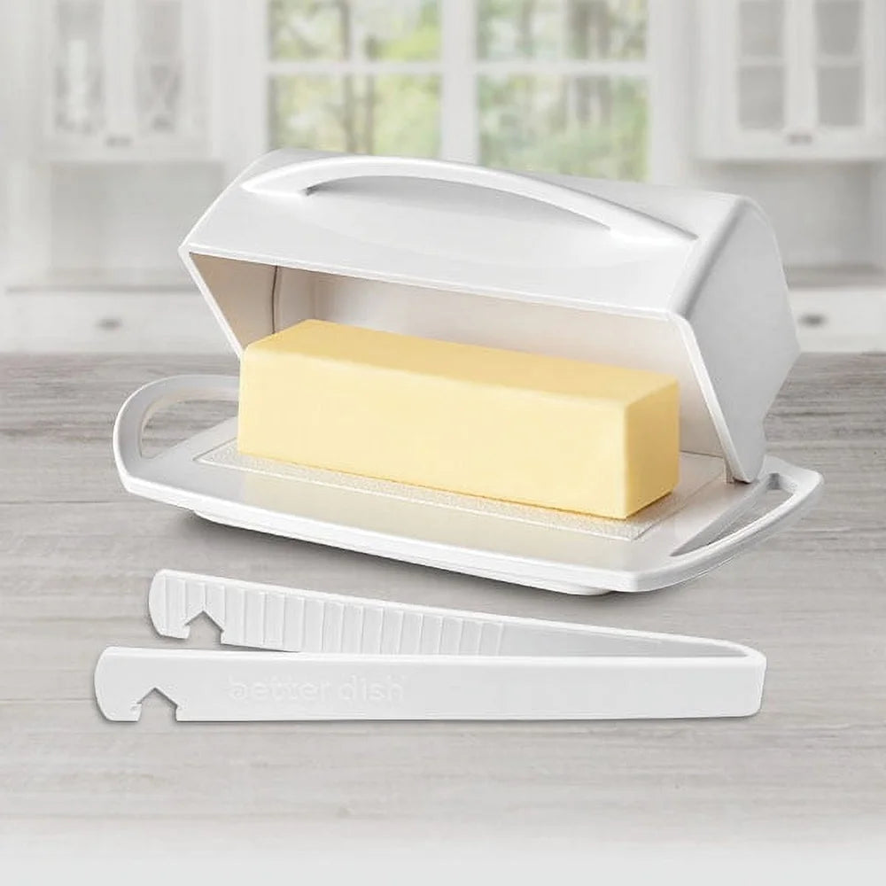 Butter Dish Flip Top Lid Toaster Tongs