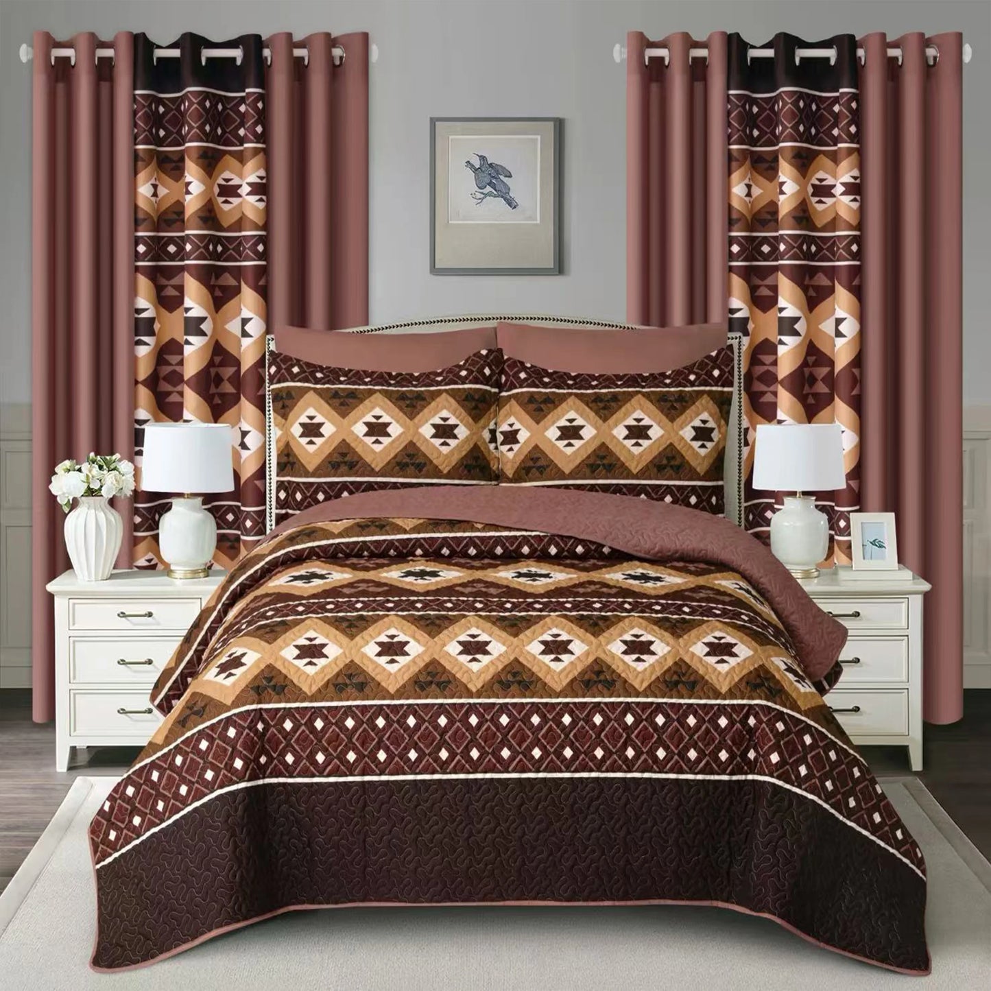 10 Pcs Printed Bedspread Set
