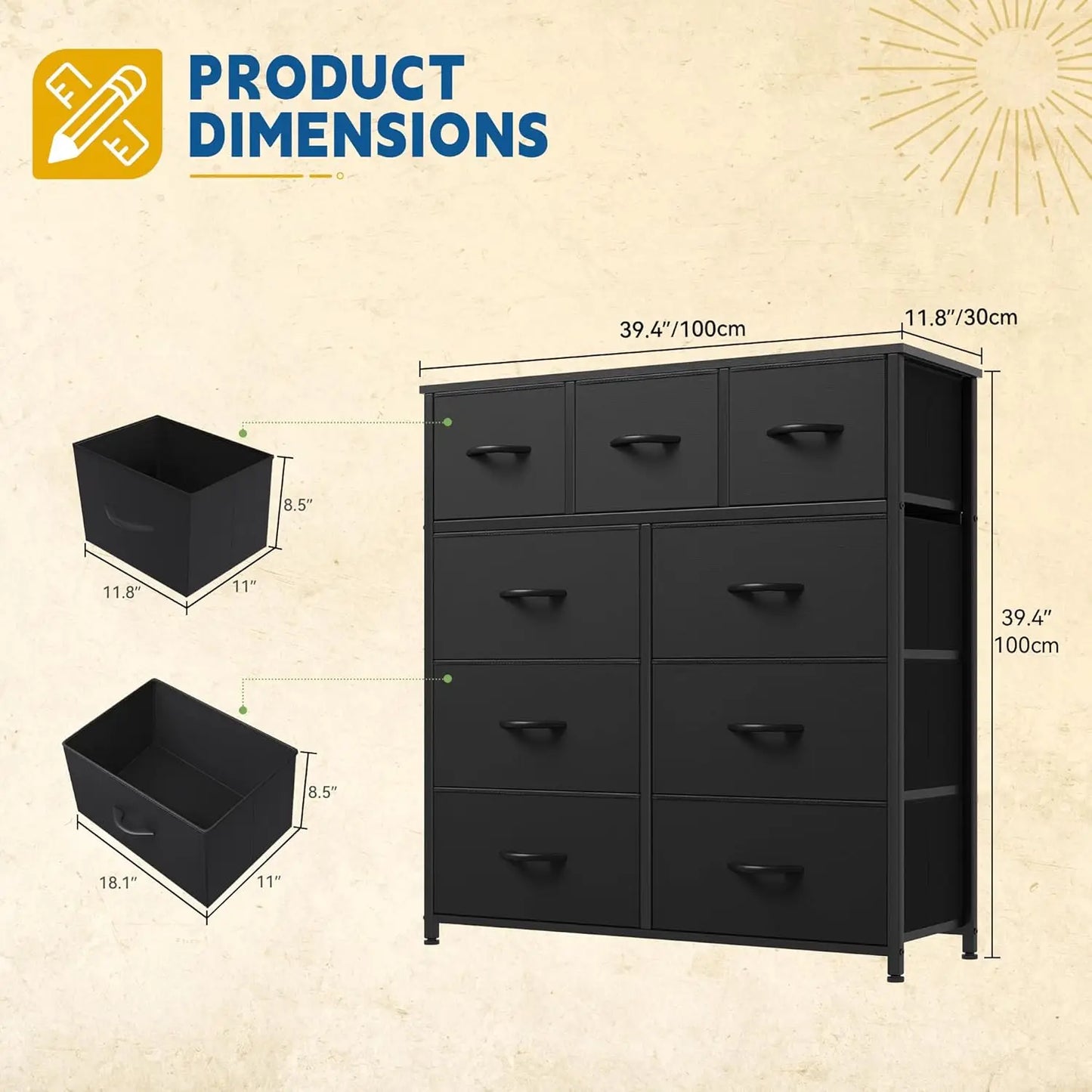 9-Drawer Fabric Storage Tower