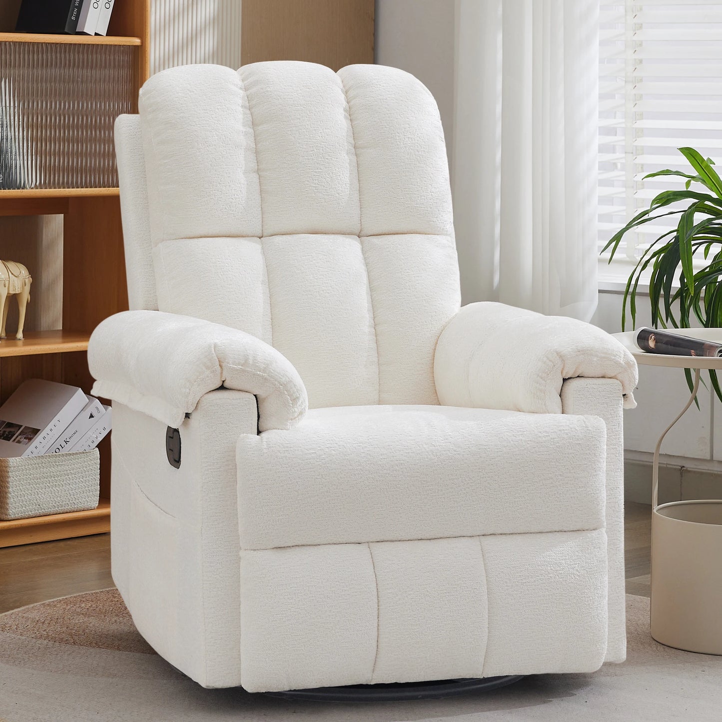 Swivel Rocker Recliner Chair With Side Pockets