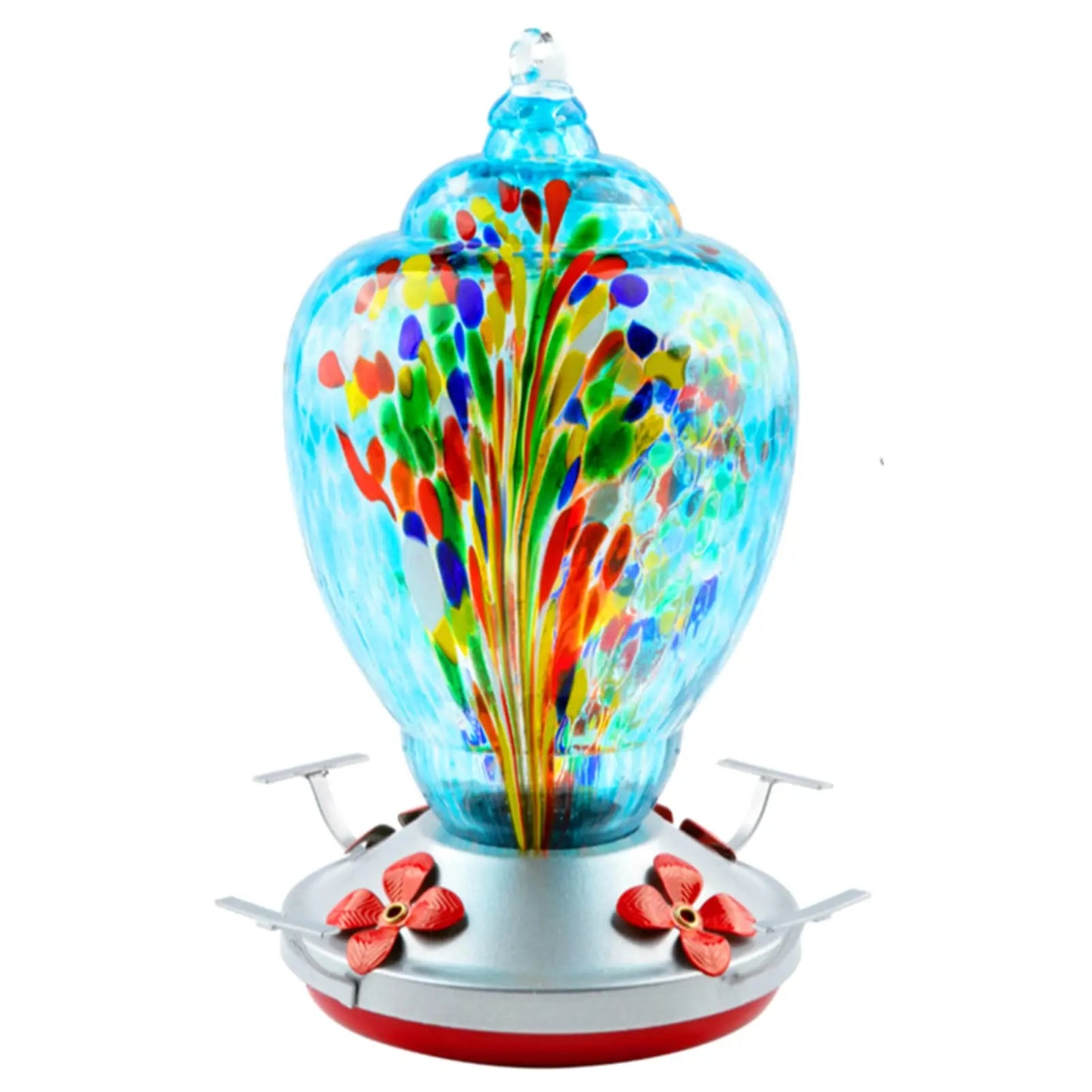 Hand Blown Glass Hummingbird Feeder