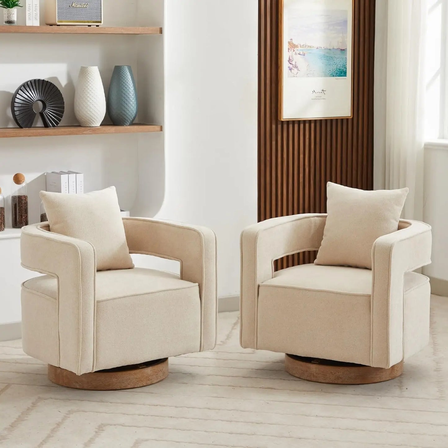 Upholstered Swivel Accent Chair Set Of 2