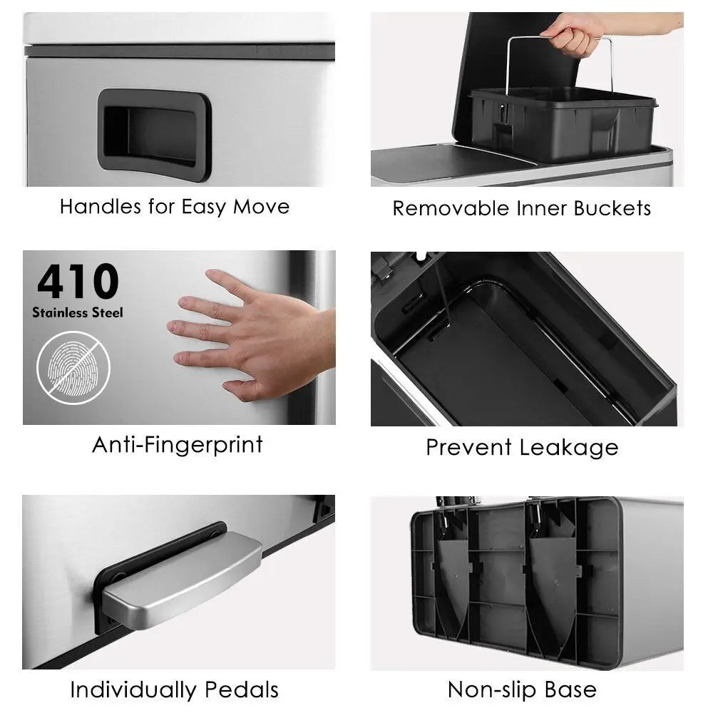 16 Gal Stainless Steel Kitchen Trash Can