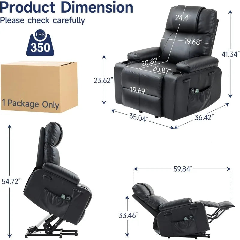 Living Power Lift Recliner Chair For Elderly With Massage & Heat,160°