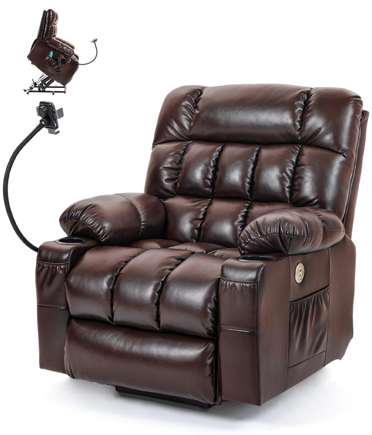 Leather Heated Lift Recliner Chair Massage