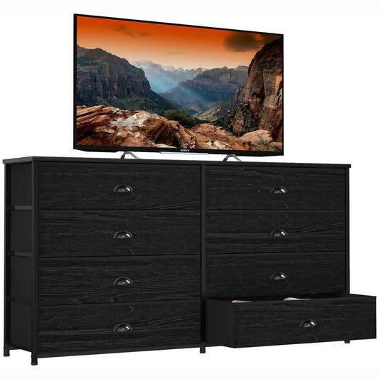 Wide Dresser with 8 Fabric Drawers