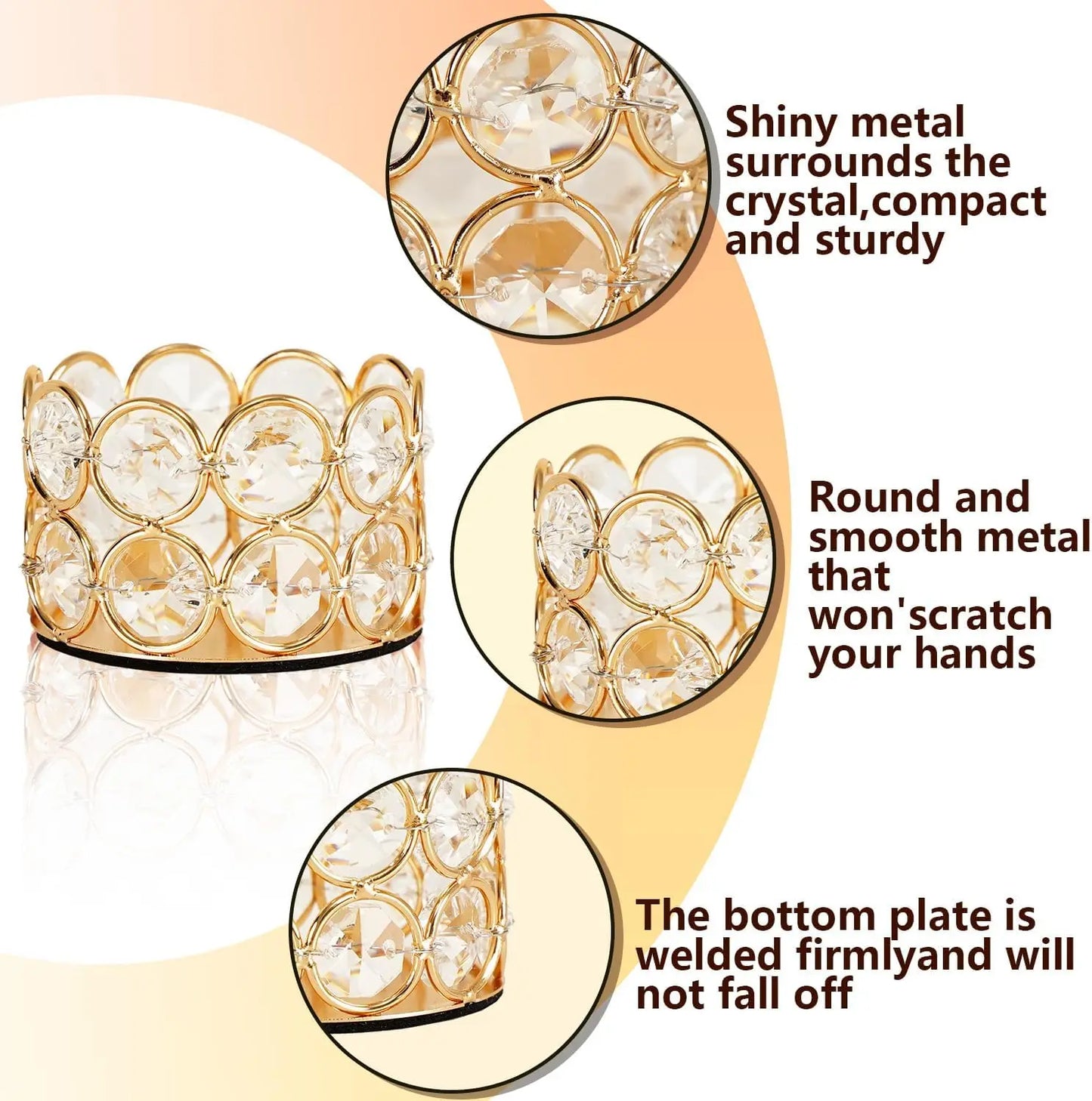 48PCS Gold Crystal Tea Light Candle Holders