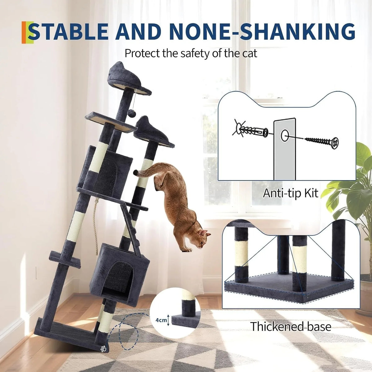 72" Cat Tree for Large Cats