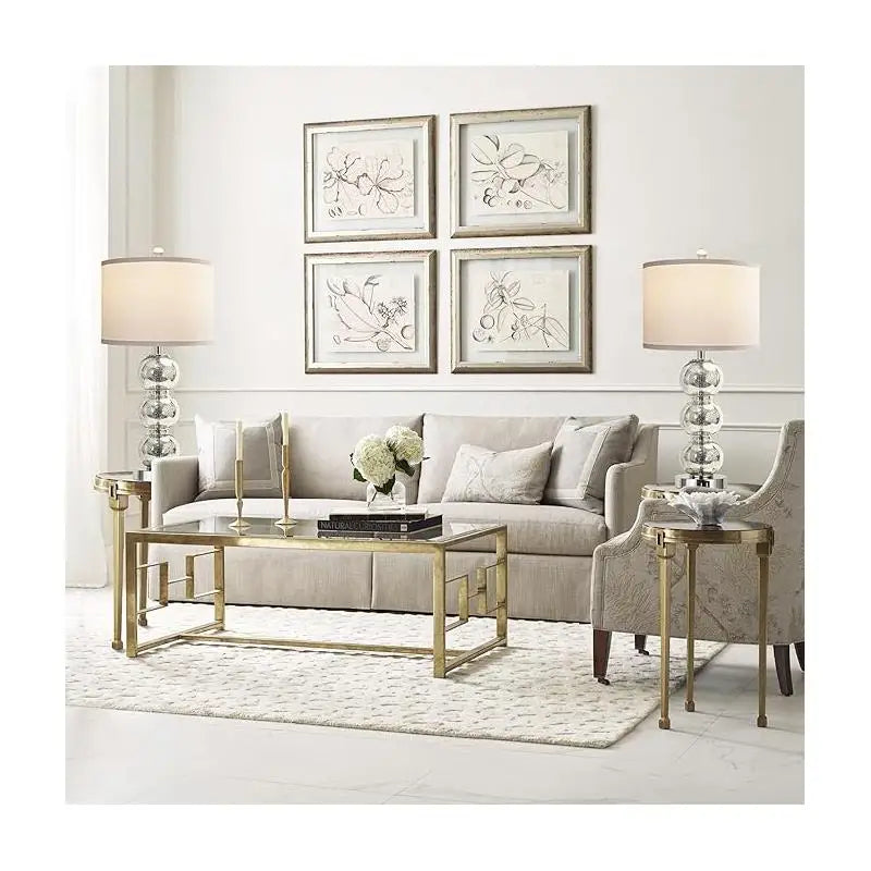 Set of 2 -27" Tall Glass Triple-Sphere Table Lamps