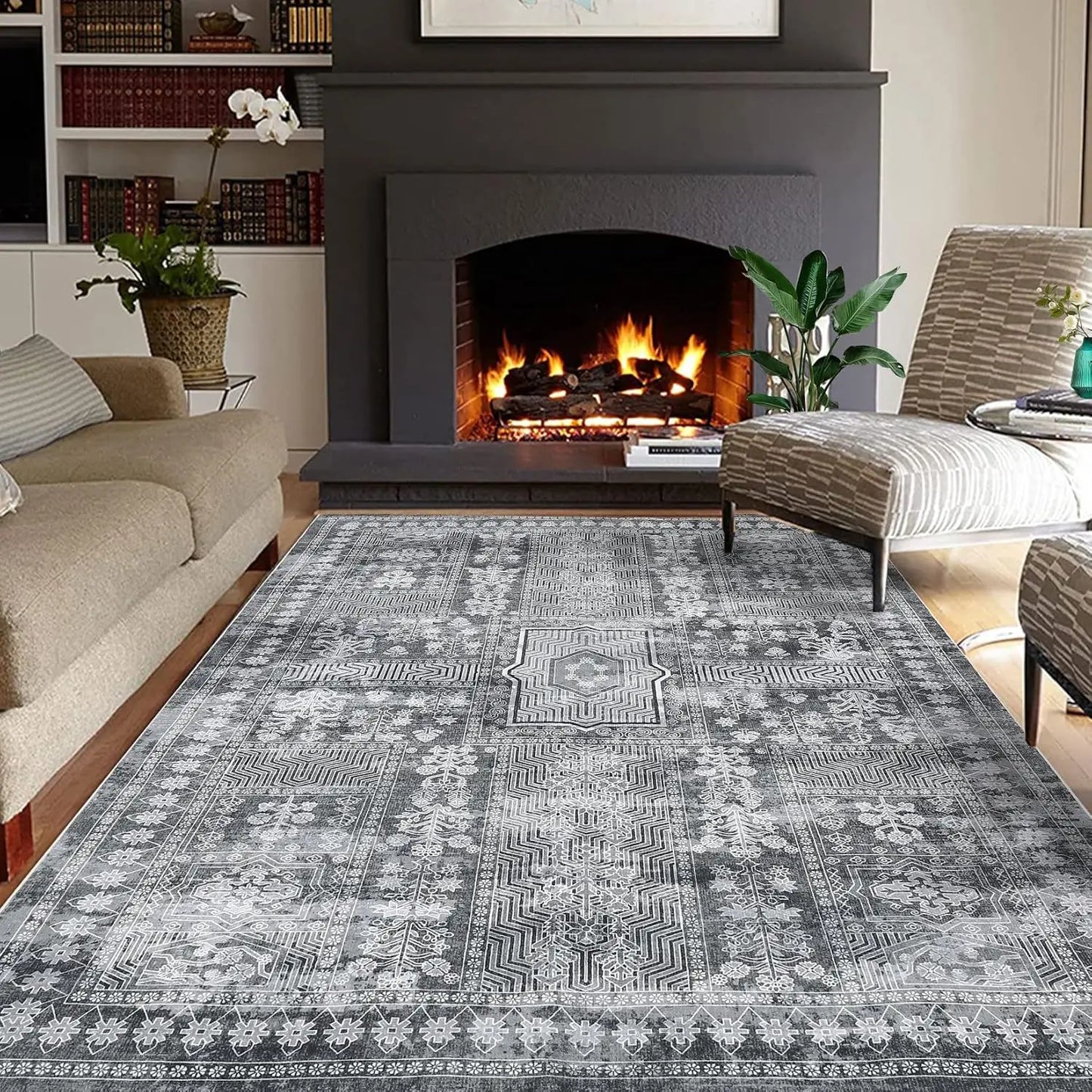 Large Vintage Washable Area Rug