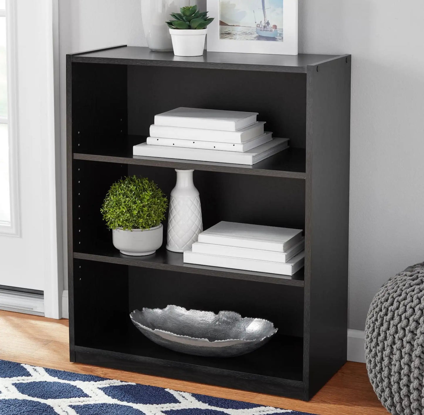 3-Shelf Bookcase with Adjustable Shelves