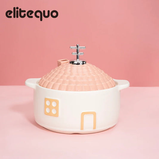 Pink Ceramic Cooking Pot, Oven-Safe