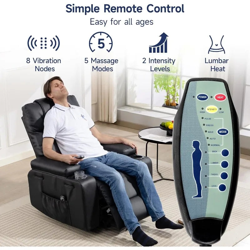 Living Power Lift Recliner Chair For Elderly With Massage & Heat,160°