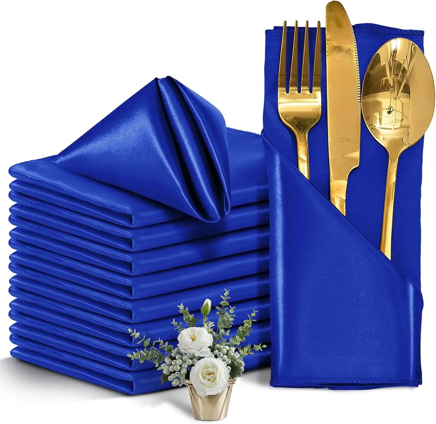 24 Pcs Satin Square Table Napkins