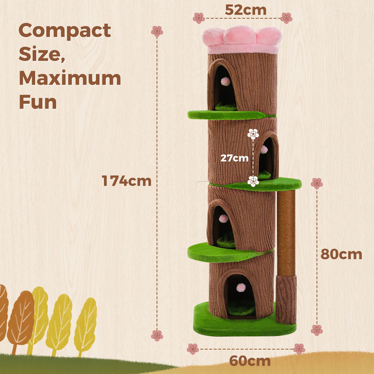 Large Cat Tree with 4 Spacious Condos