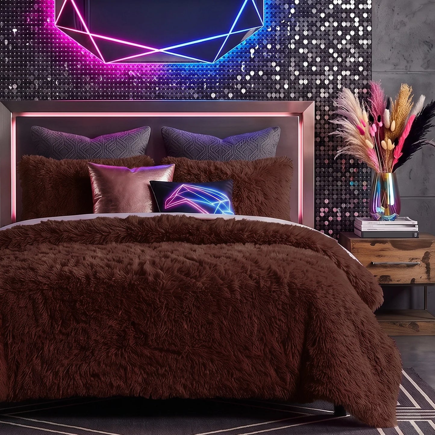 Shaggy Comforter Set with 2 Shams