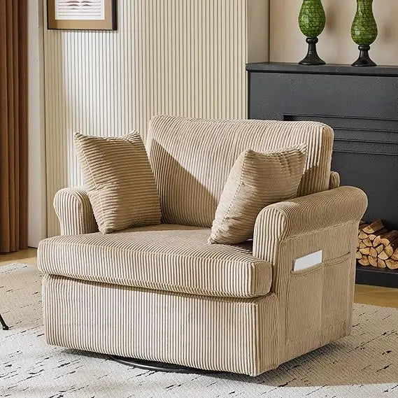 Swivel Accent Chair ,Oversized Seat Armchair W/2 Pillows