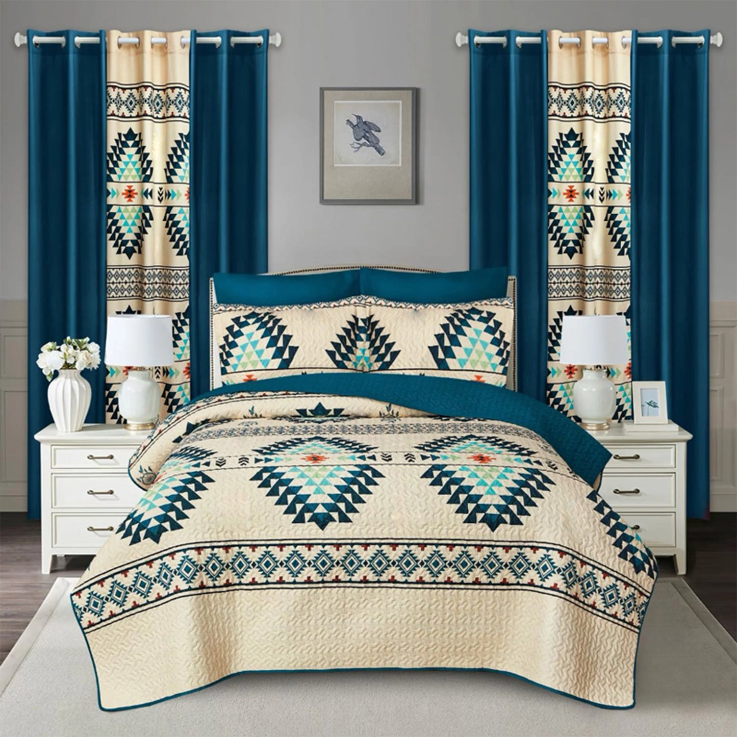 10 Pcs Printed Bedspread Set