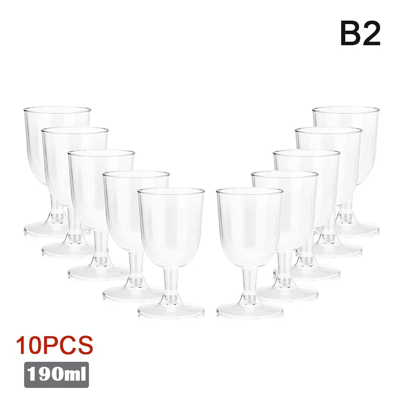 50Pc Plastic Disposable Red Wine, Champagne Flutes